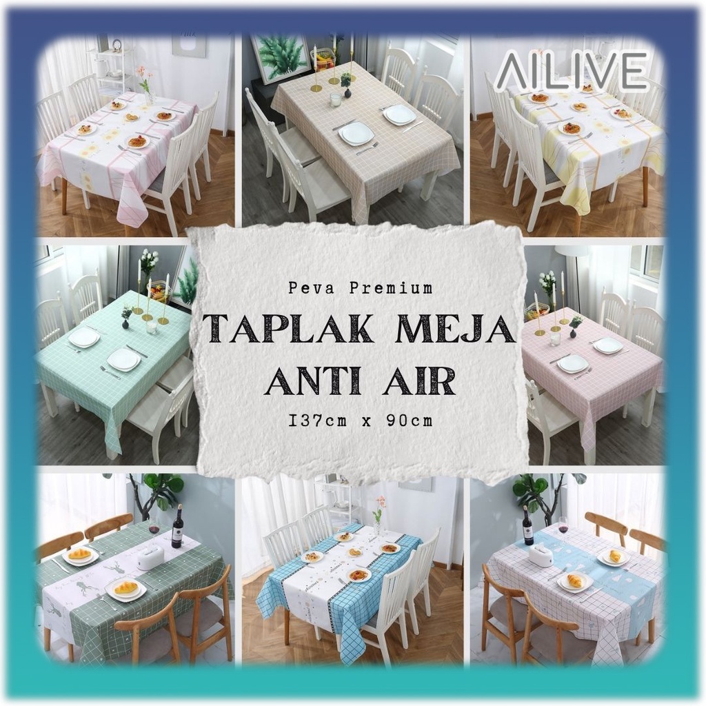 AILIVE TAPLAK MEJA PERSEGI BAHAN PEVA ANTI AIR TAPLAK MEJA MAKAN RUANG TAMU