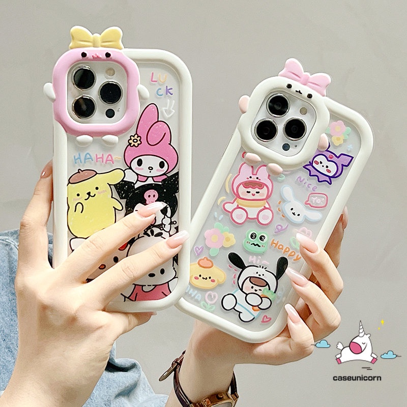 Casing Lensa 3D Bow Monster Lucu Redmi9 9A 10 9T 10A 10C A1+9C NFC Redmi Note9 8 11 11Pro+10 11s 10Pro POCO M3 X3 NFC Pro Mi 11Lite Lovely Graffiti Kuromi Melody Soft Cover