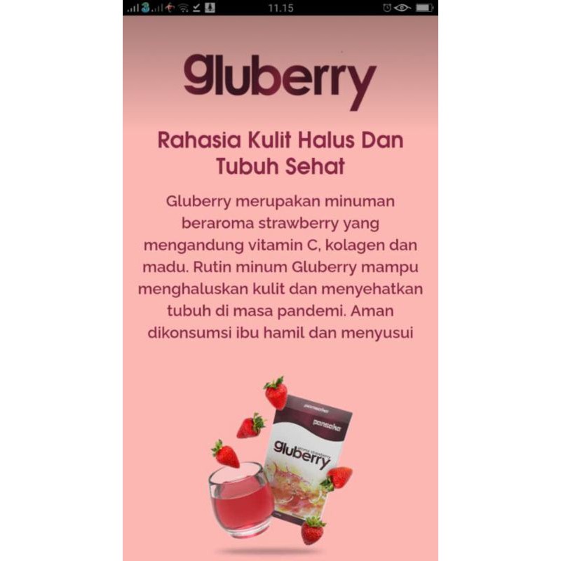 Gluberry Strawberry Pansaka 100g BPOM Original Collagen Kulit Sehat