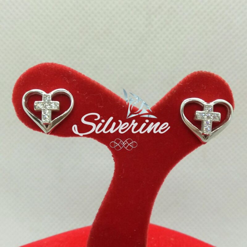 SILVER 925 ANTING PATAM SALIB HATI PERAK LAPIS EMAS PUTIH RHODIUM S925