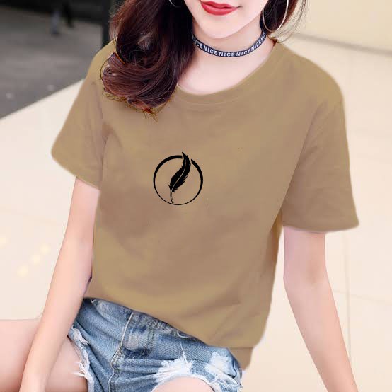 YOURSTYLE1119 - KAOS FEATHER CIRCLE BAJU KAOS WANITA DISTRO UNISEX OVERSIZE PRIA JUMBO CASUAL