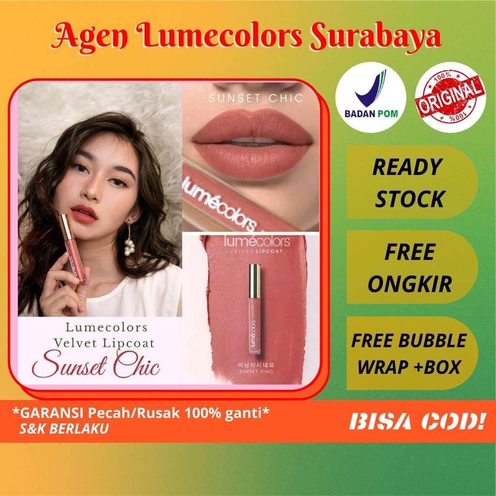 (BISA COD) Lipmatte Tahan Lama Lipstik Lumecolors Sunset Chic Lipcoat Lip Cream Lumecolors Kissproof