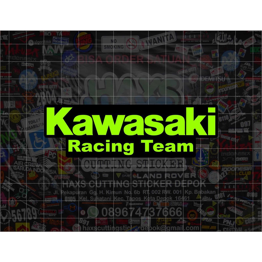 Cutting Sticker Kawasaki Racing Team Ukuran 24 Cm