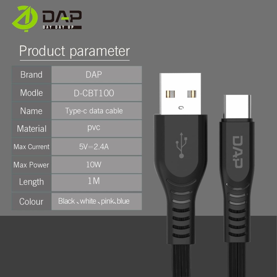 Kabel Type C DAP D-CBT100 Kabel Data Type C Fast Charging 100CM