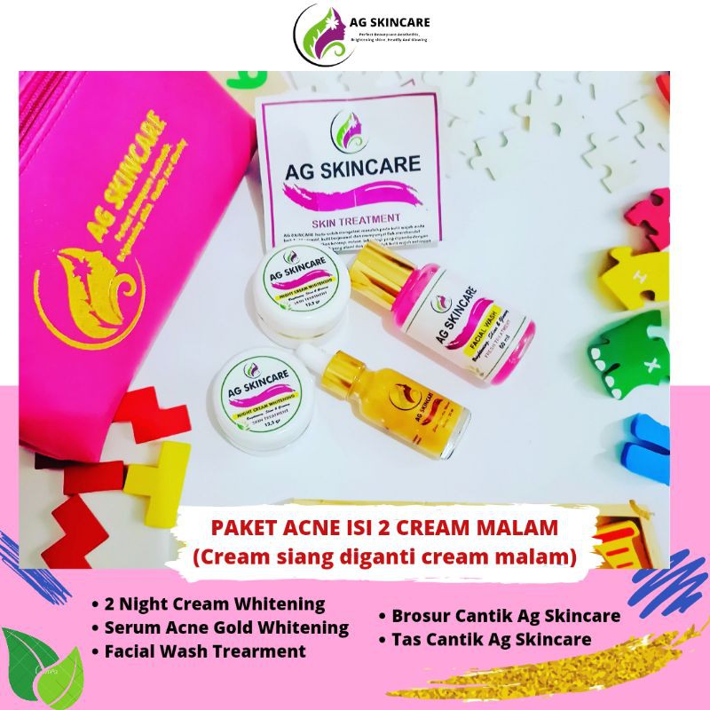 AG SKINCARE PAKET ACNE 2 CREAM MALAM ( Cream siamg diganti cream malam)