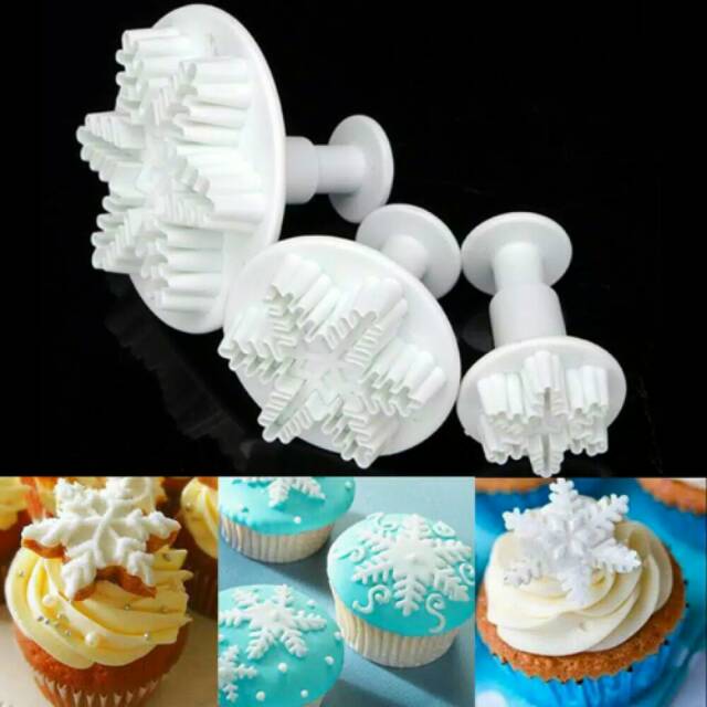 Cetakan kue fondant snowflake frozen cutter alas adonan plunger modelling