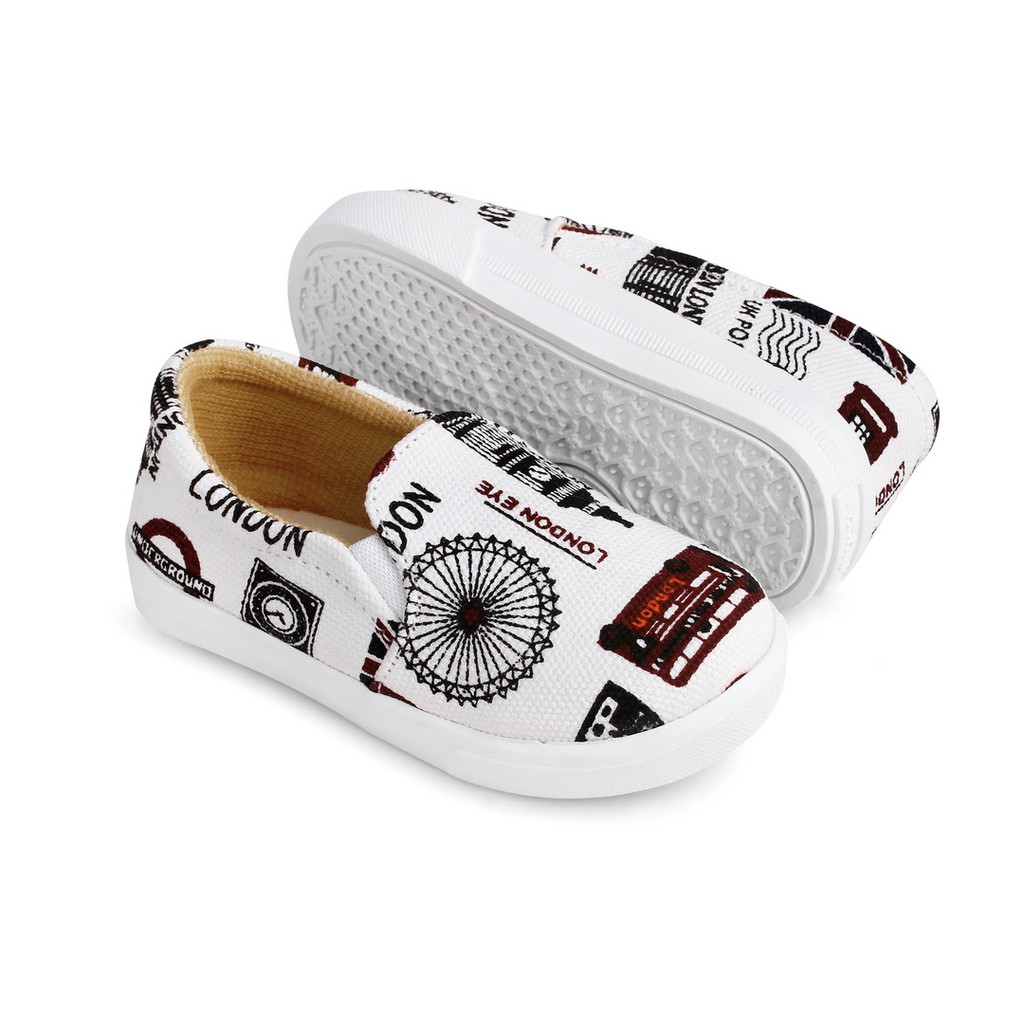 sepatu anak unisex model slip on motif E01 LONDON