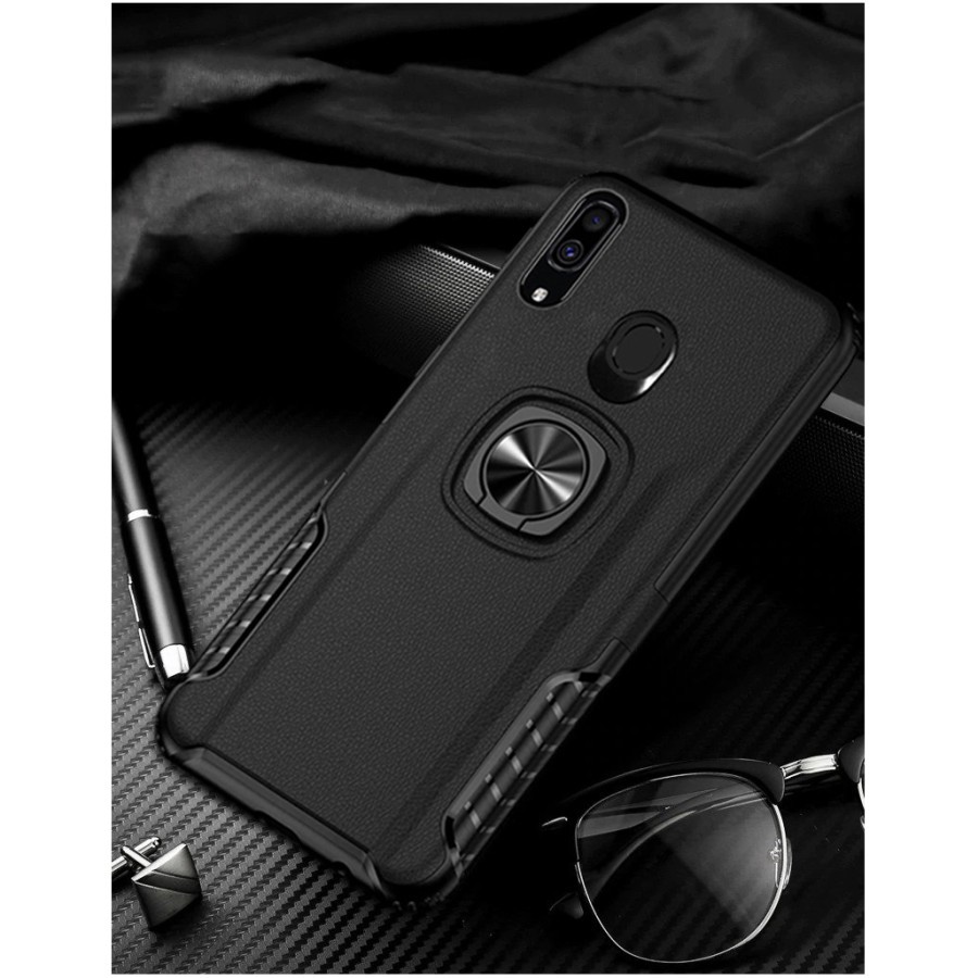 Samsung Note 10 Plus Hardcase Ring Carbon Thunder - Hitam