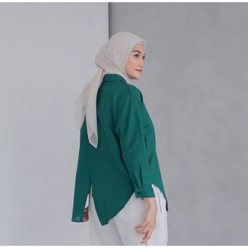 kemeja Wanita Linen Oversize Nelka Shirt Linen Polos