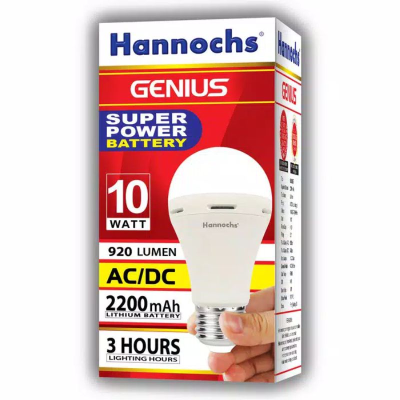 Lampu LED Hannochs Genius / Bolam Lampu Emergency 6W 8W 10W Watt Murah