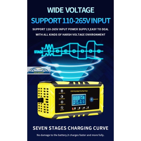 CHARGER AKI MOBIL MOTOR 12V DAN 24V REPAIR AKI OTOMATIS CHARGER AKI INTELLIGENT AUTOMATIC 12V-24V 8A&amp;4A/12V6A