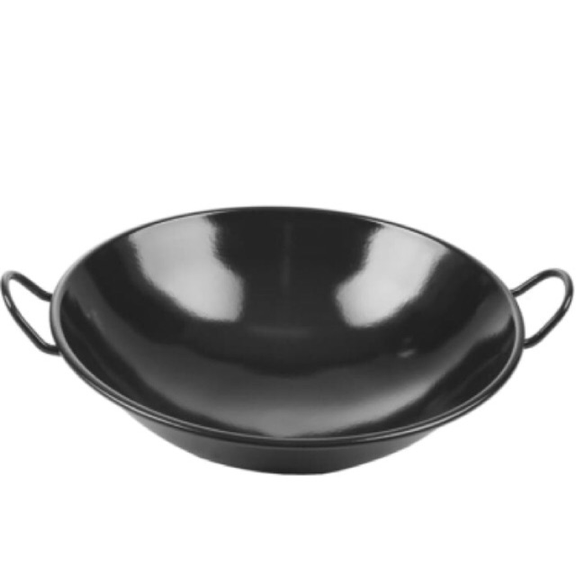 Wajan Kuali Wok Besar Hitam Bahan Enamel Tebal dan Anti Wajan Kuali Wok Besar Hitam Bahan Enamel Tebal dan Anti