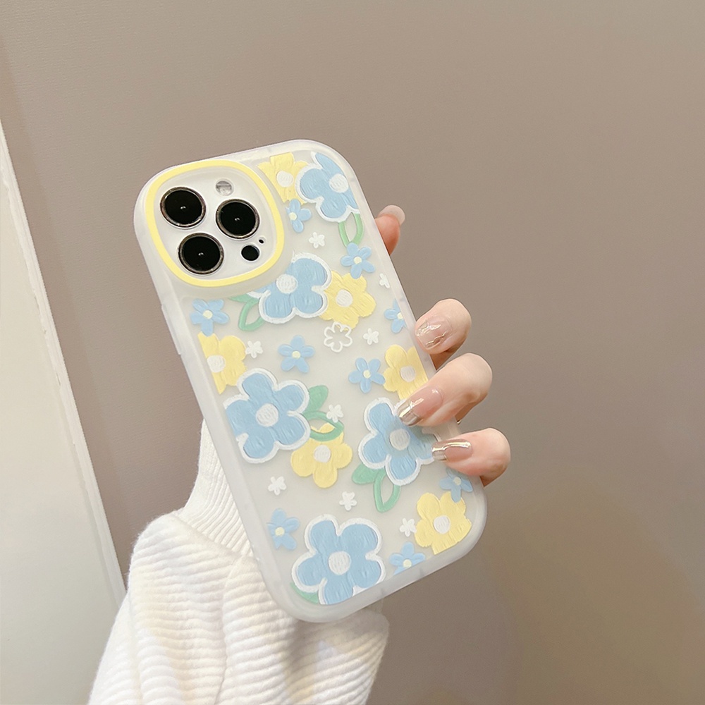 Soft case TPU shockproof Motif Bunga Untuk iPhone 11 Pro max 12 13 Pro max mini XS max xr 7 8 Se 2020 plus