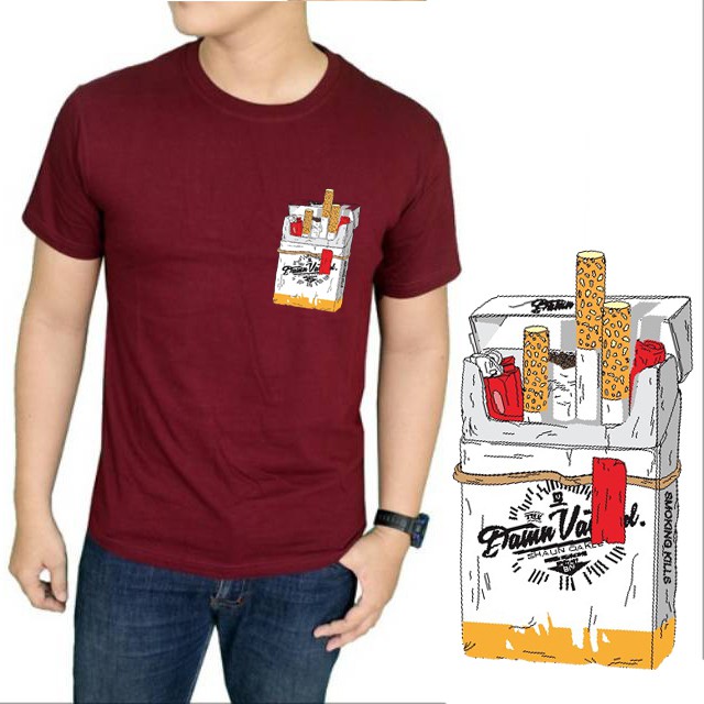 Kaos Pria Lengan Pendek Gambar &quot;Rokok&quot;