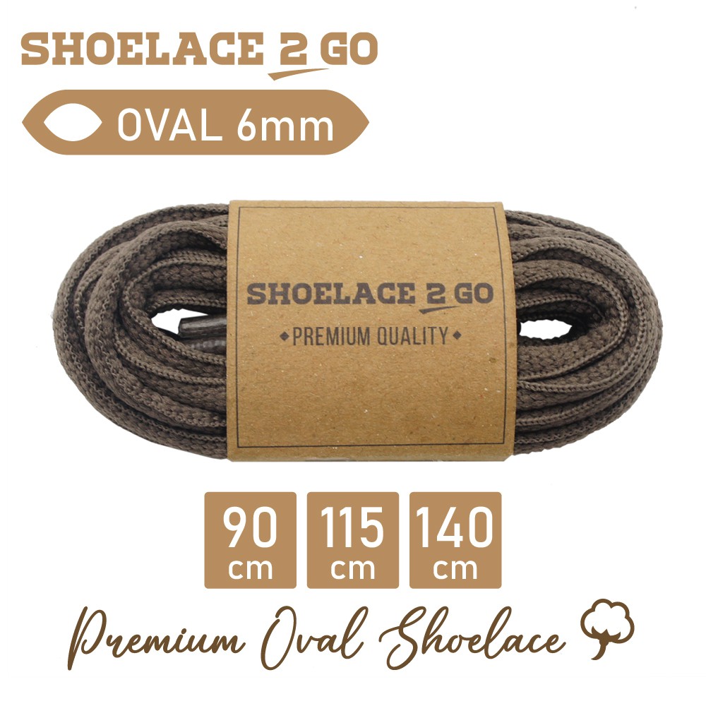 SHOELACE 2 GO PREMIUM TALI SEPATU LONJONG OVAL - SO6 - C2 - DARK BROWN - 6MM