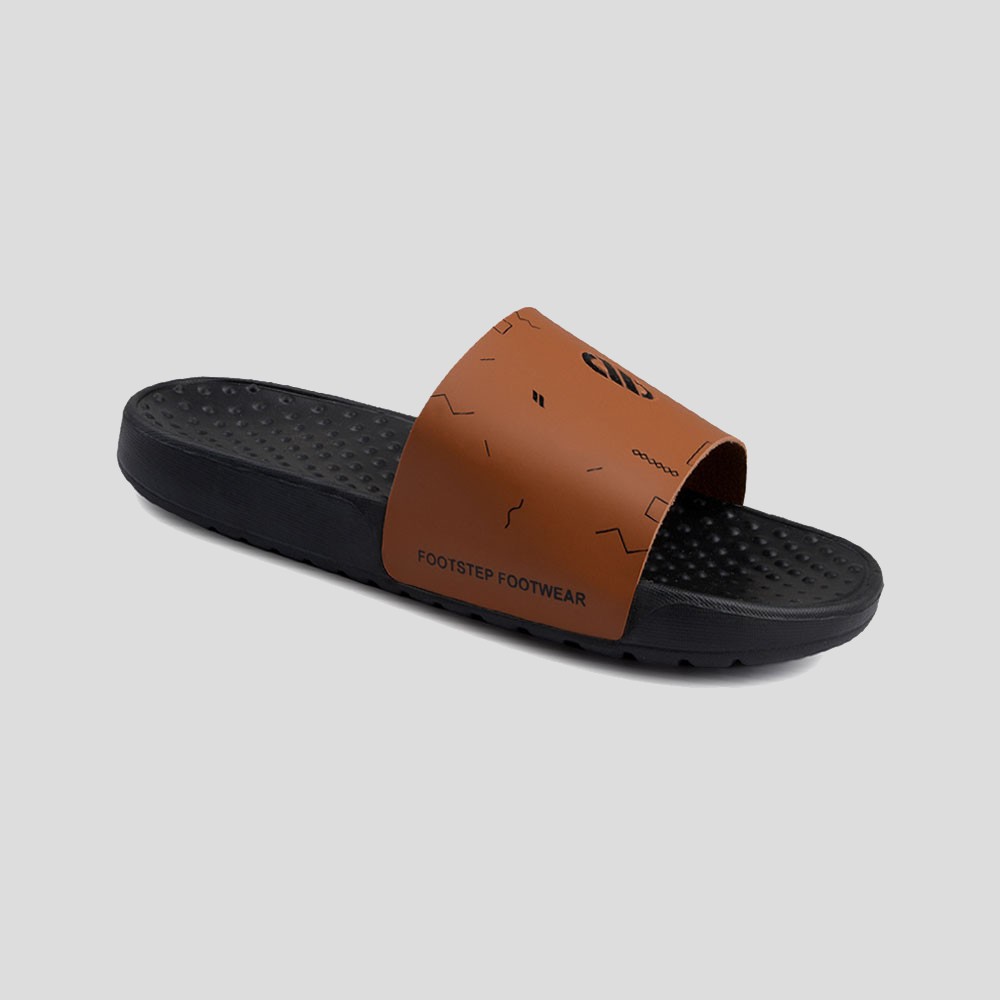 AUDI BROWN |ManNeedMe x FSTP| Sandal Slop Pria - Sendal Slip On / Slide Pria Ringan