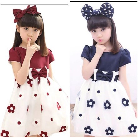 Baju anak Perempuan DRESS anak batik sabrina kids korean silk umur 7-9 tahun dress anak perempuan/PR
