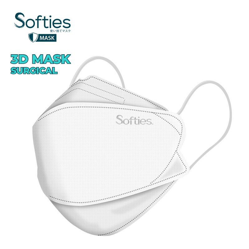 Softies Mask 3D Surgical Mask 4-Ply 20 Pcs / Masker Dewasa 4 Lapis Isi 20