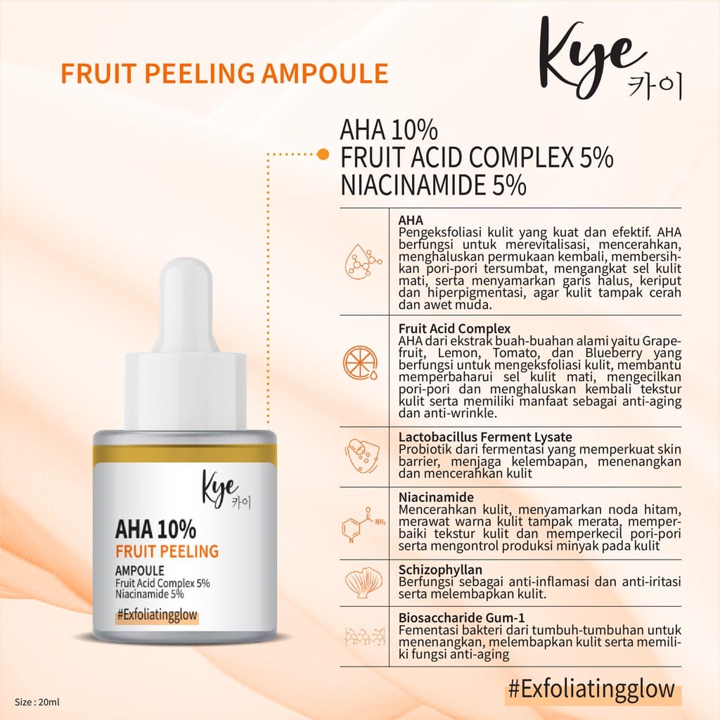 KYE PEELING SERUM WAJAH ACID AHA 10% BOTTLE PERAWATAN WAJAH KOSMETIK