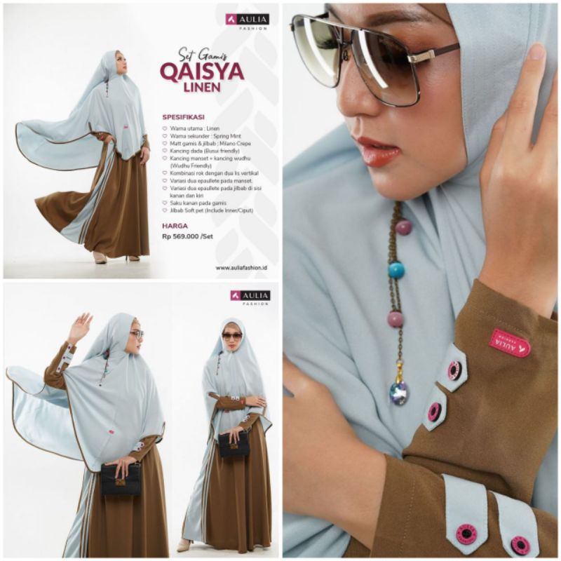 SET GAMIS QAISYA LINEN | GAMIS SYAR'I AULIA FASHION DISKON TERBARU