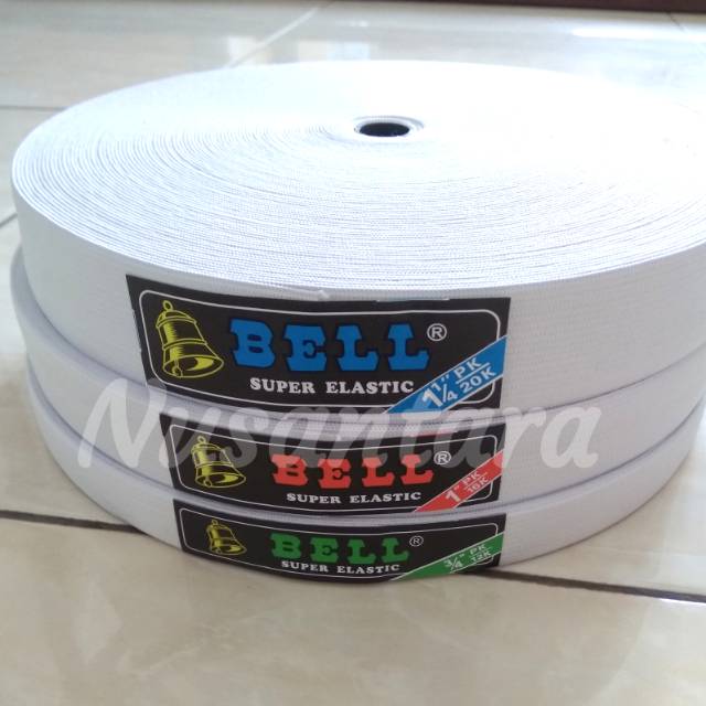 Karet elastis 1&quot; (2,5cm) merek Bell karet elastic putih per meter