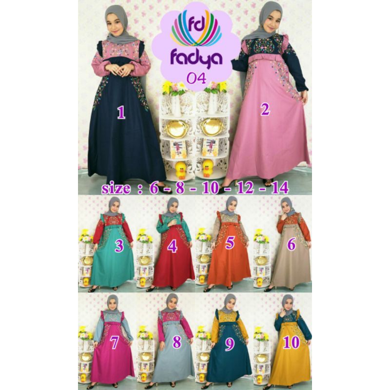 Gamis fadya/gamis anak katun bordir/gamis anak muslim fadya 04 NON HIJAB