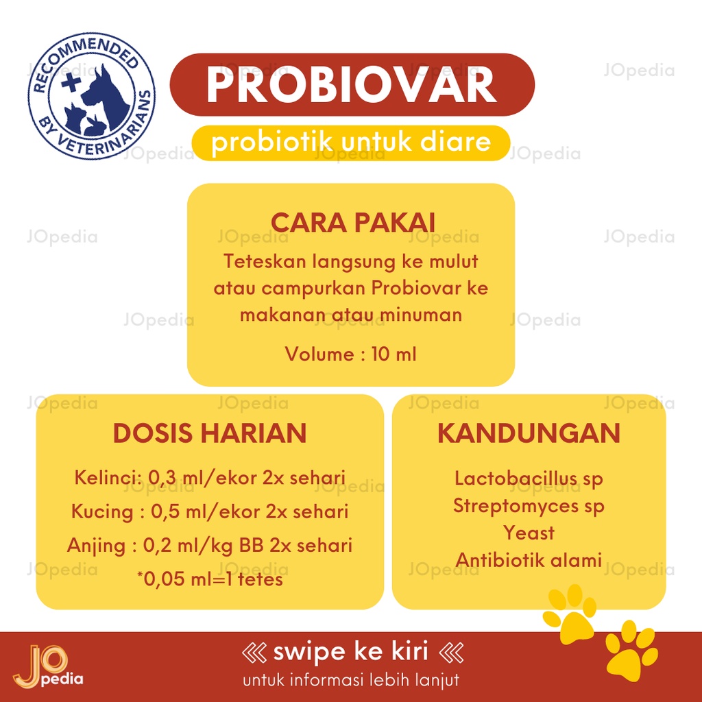 PROBIOVAR Probiotik Obat Diare Mencret Muntah Kucing Anjing Kelinci Hewan Vitamin Pencernaan