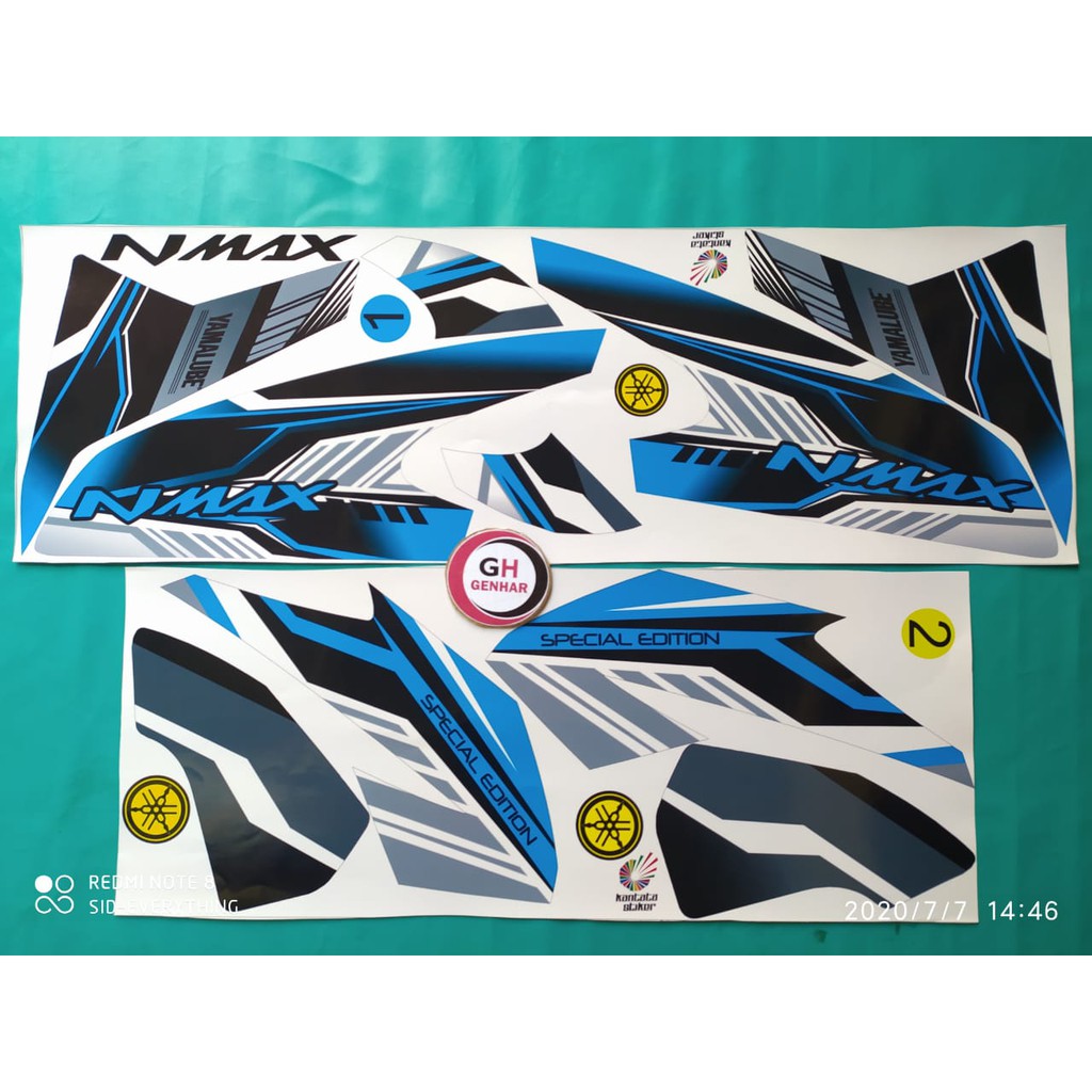 stiker striping motor yamaha nmax variasi hitam-biru