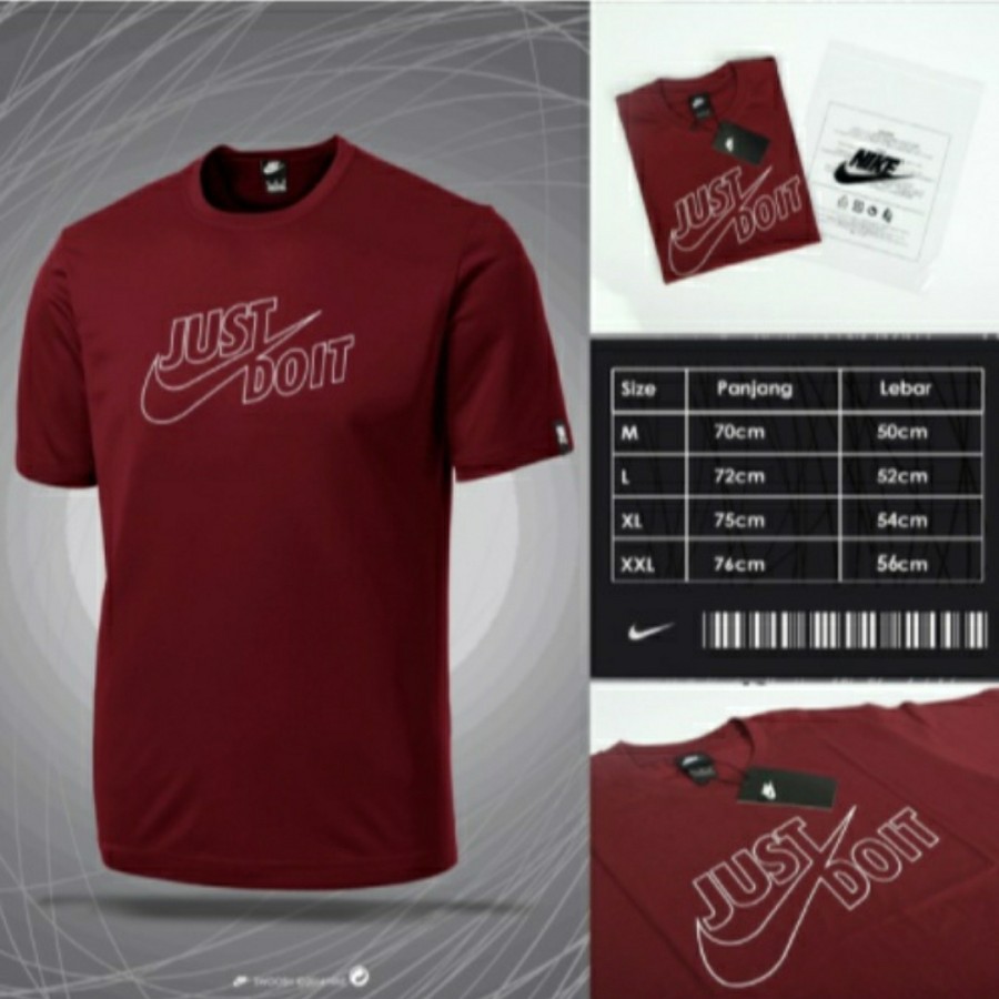 KAOS BAJU LENGAN PENDEK PRIA WANITA NIKE JUST DO IT COMBED 30S
