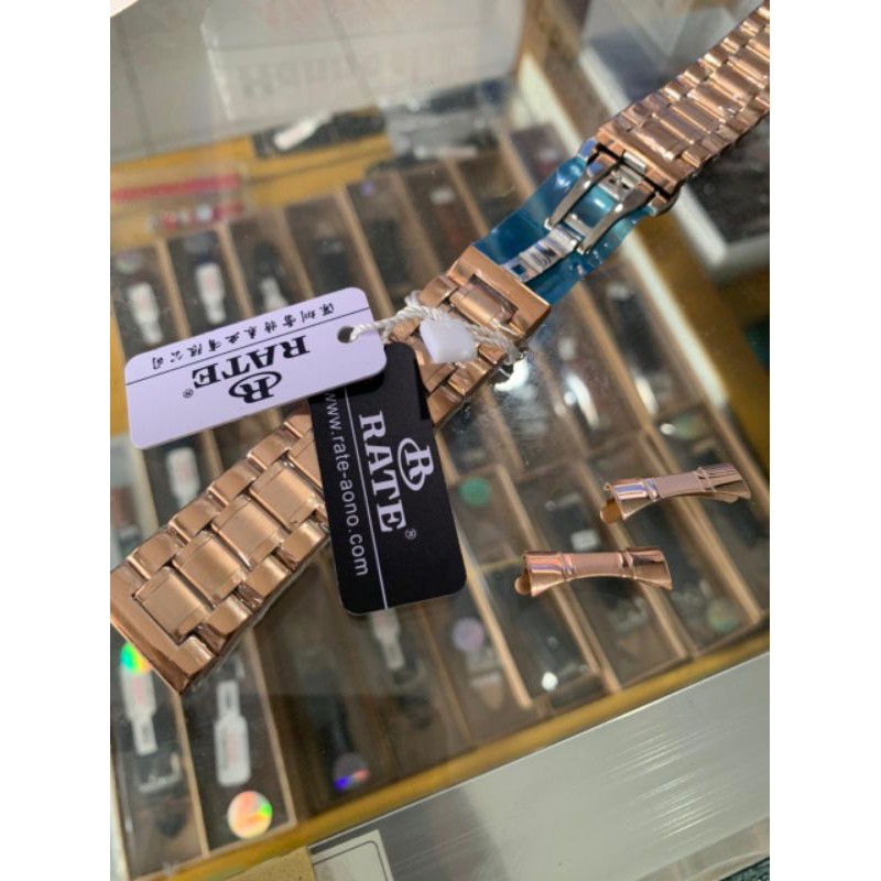 Strap Tali Jam Tangan rante rantai Original Stenlis teel ROSE GOLD buckle clik