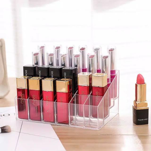 GK-112 Tempat Lipstik Kosmetik Penyimpanan makeup Organizer bahan Akrilik 24 Sekat