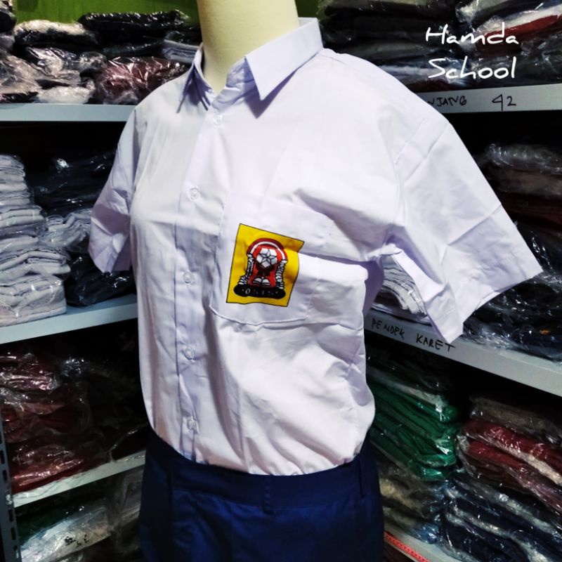 Baju Kemeja SMP Sablon Lengan Pendek Seragam Sekolah