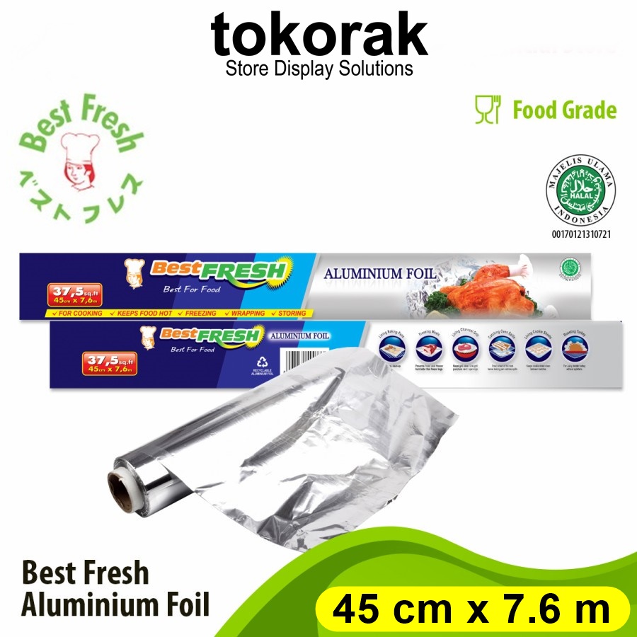 BEST FRESH ALUMINIUM FOIL ROLL 45 CM x 7.6 M BESTFRESH WRAPP FOR FOOD