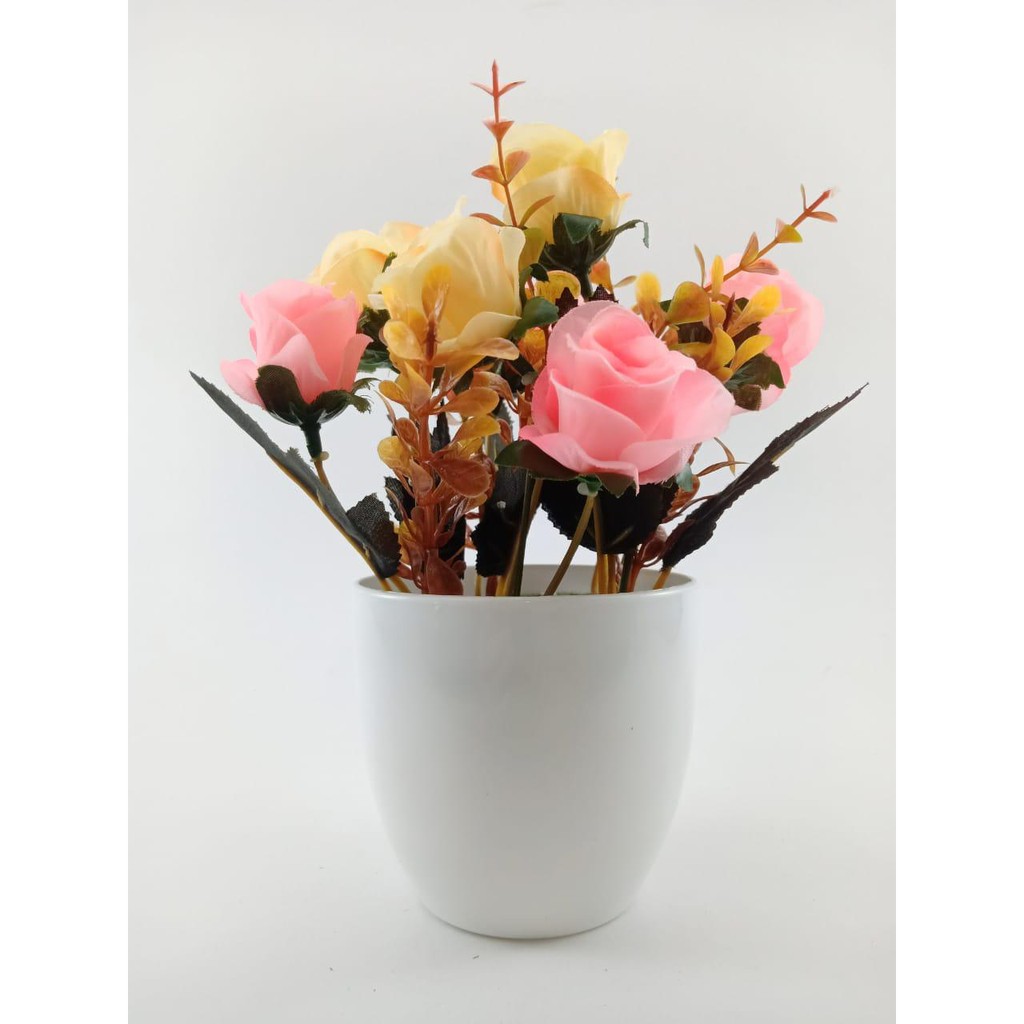 COD BUNGA PLASTIK BUNGA PAJANGAN IMITASI BUNGA ARTIFISIAL BUNGA MAWAR TANAMAN HIAS BR2209-PINK