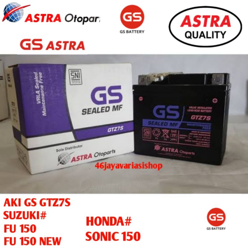 Jual AKI GS ASTRA GTZ7S 12V 6AH UNTUK MOTOR SATRIA FU 150 SATRIA FU 150