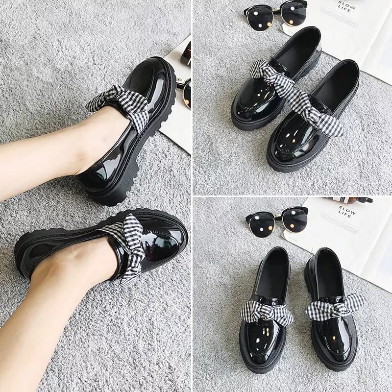 SEPATU WANITA LOAFERS STYLE PITA / SEPATU WANITA GLOSY PREMIUM BEST SELLER 014