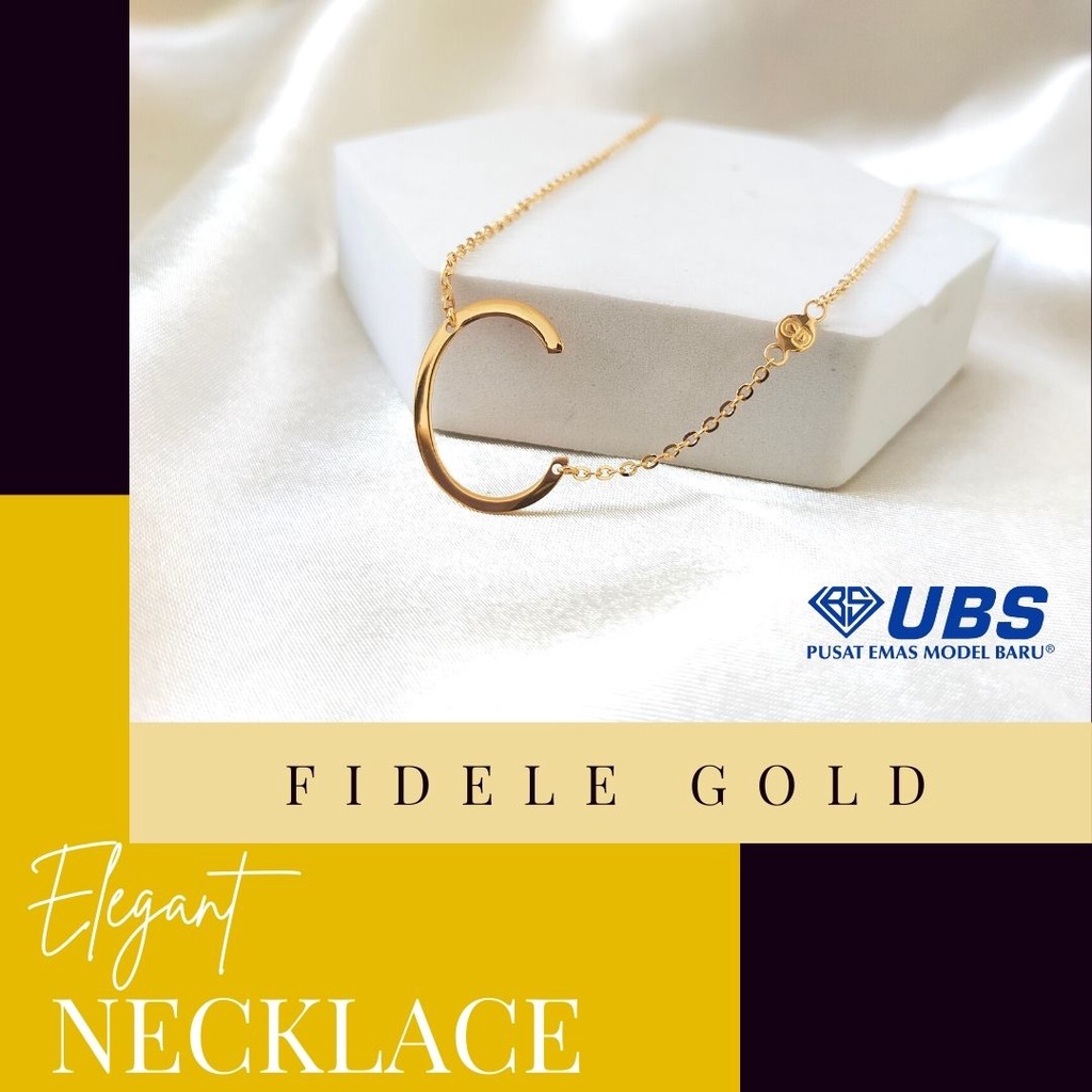 Kalung Alfabet C huruf emas asli kalung kadar muda 375