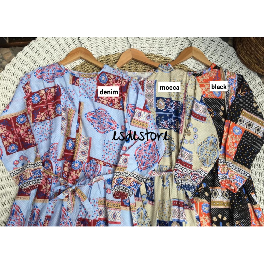 1KG MUAT 4PCS |  DELI ETNIC BOHEMIAN BKK HOMEY MAXY DRESS RAYON PREMIUM HITS SELEBGRAM LEBARAN