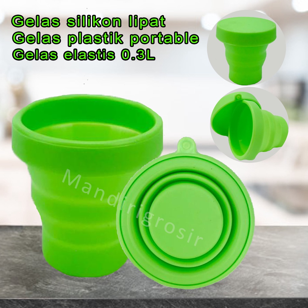 Gelas lipat * gelas lipat plastik portable polos * Gelas elastis * Hijau 0.3 Liter