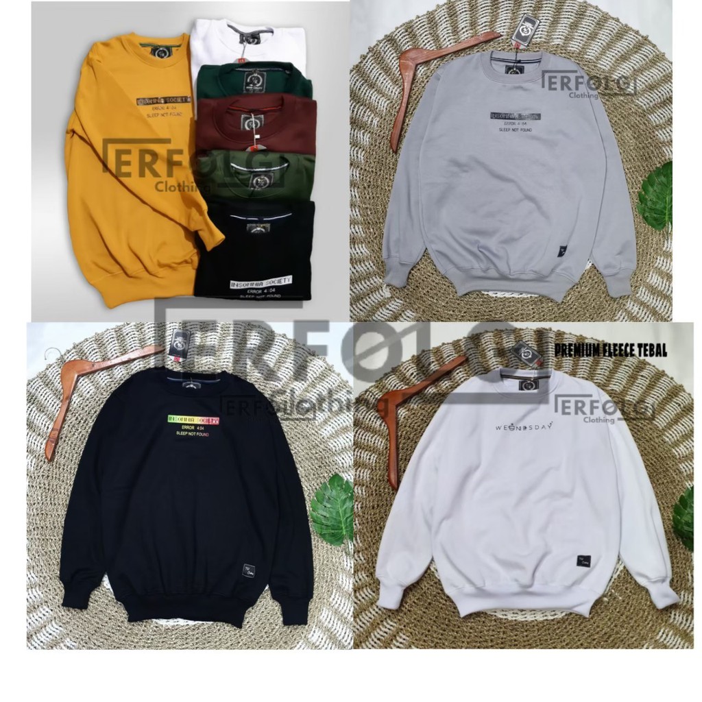 Sweater Crewneck Sweatshirt Polos Pria Wanita Terlaris Erfolg Suiter Crewneck Distro Putih Lokal