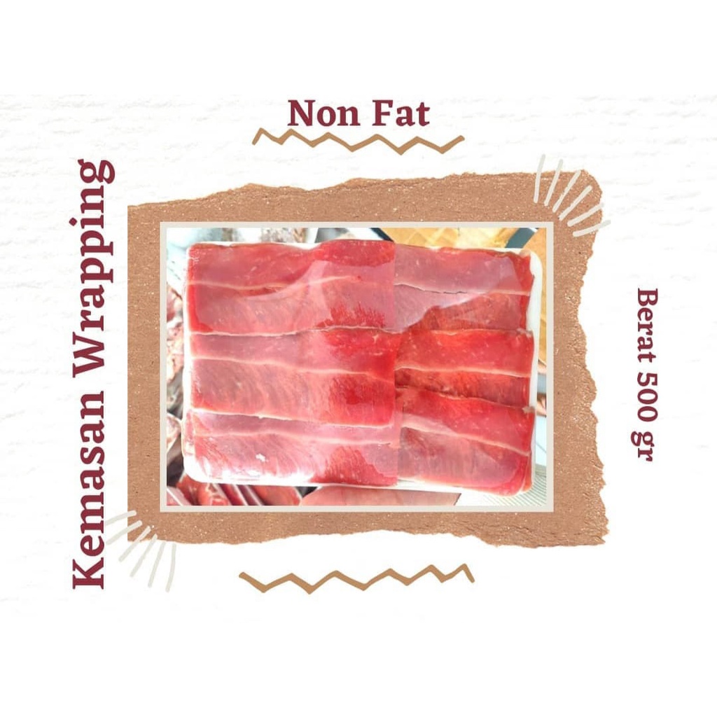 Daging Sapi Slice Non Fat kemasan 500gram