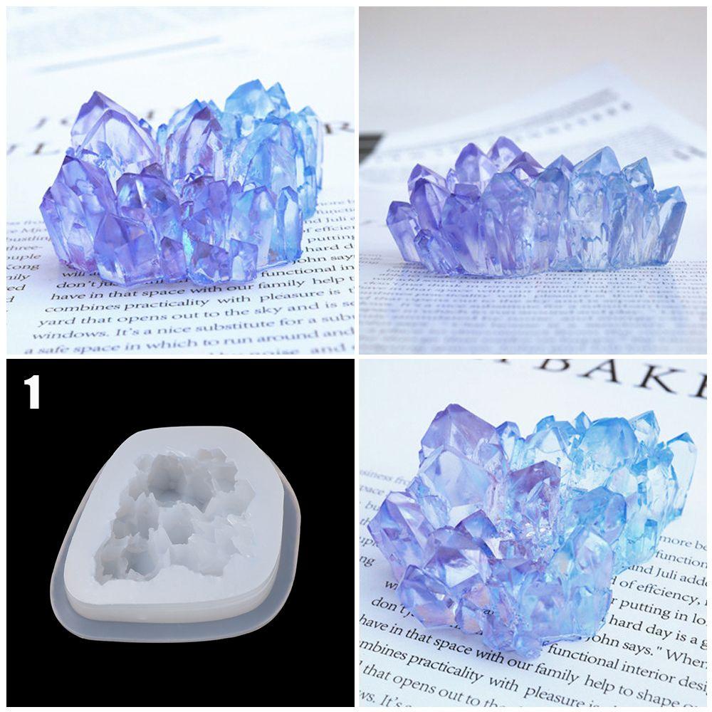 Solighter 1pcs Cetakan Resin 3D Kristal Cluster Batu Silikon Handmade Epoxy Casting