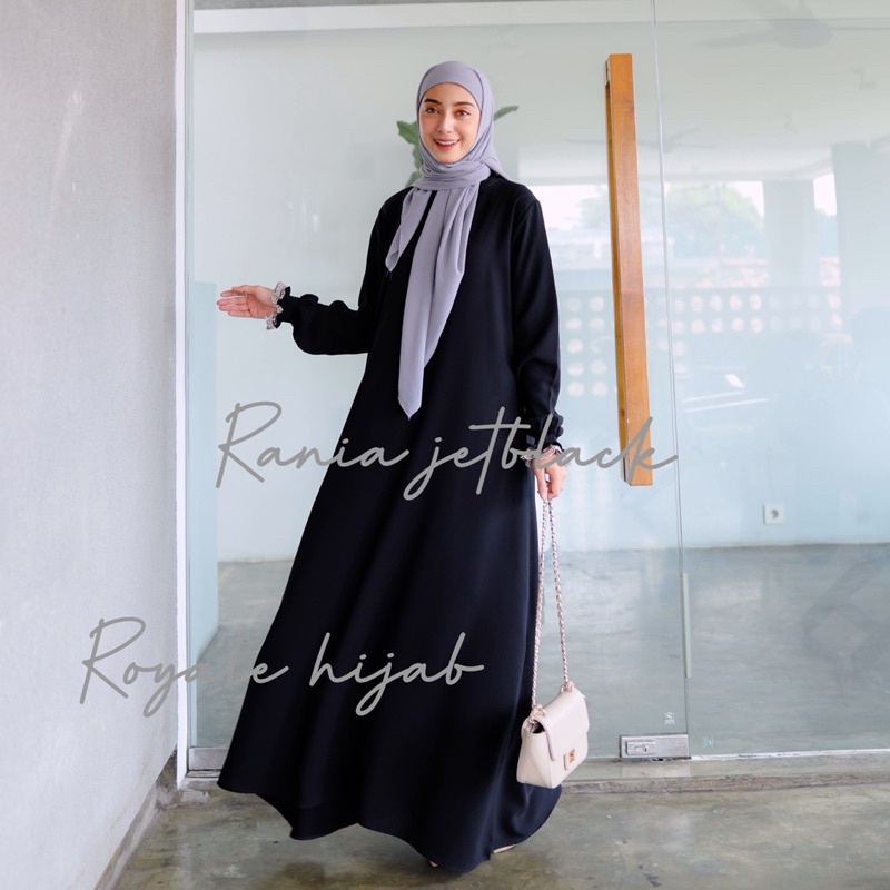 Rania abaya jetblack leuwitex