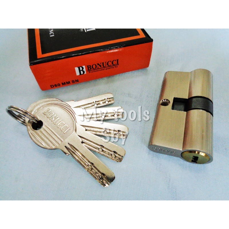 Silinder / Cylinder Kunci Pintu Rumah Besar Silver Kuningan Anak Kunci Komputer Bonucci