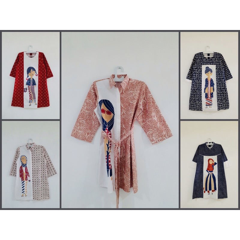 Tunic Bu Tejo / Dress Bu Tejo / Baju Bu Tejo / Tunic Dress Batik Bu Tejo Bonus Masker