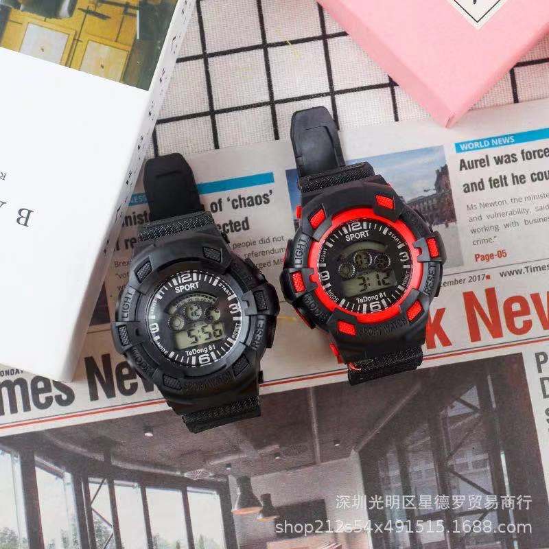 Rowling (Jam-40) Jam Tangan Cowok Hitam Strap Rubber Tali Karet Pria Digital Wanita Dimater Besar unisex Import