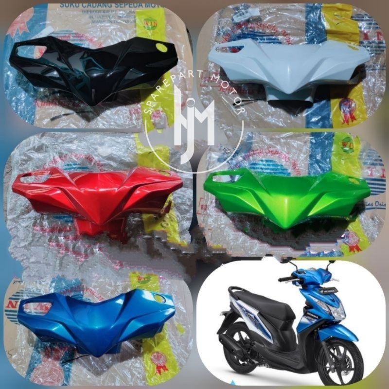 Cover Body Batok Kepala Depan Beat Fi 2012 2013 2014 2015 Putih Hitam Merah Biru