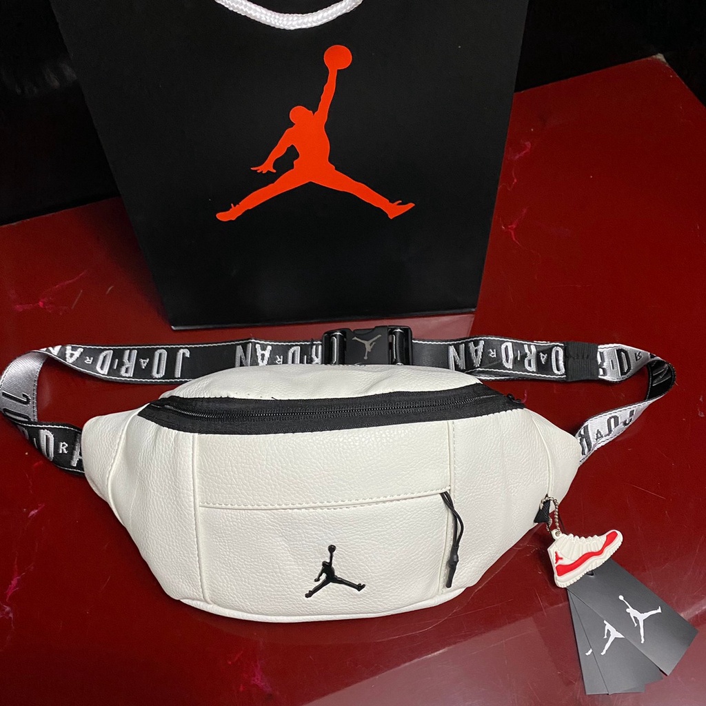 TAS WAISTBAG NIKE AIR JORDAN LEATHER ORIGINAL WHITE / WAISTBAG NIKE AIR JORDAN LEATHER ORIGINAL FULL