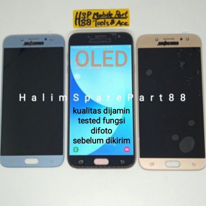 {SuheStore} LCD TOUCHSCREEN SAMSUNG J7 PRO /J730 OLED ORIGINAL - HITAM BIRU GOLD - Gold Berkualitas