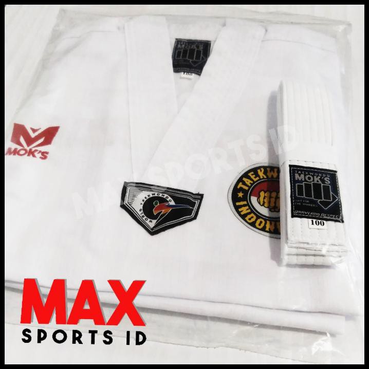 Cuci Gudang Dobok Moks Young Fighter Pemula Seragam Taekwondo Kerah Putih - 180